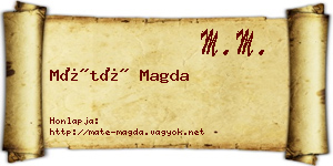 Máté Magda névjegykártya